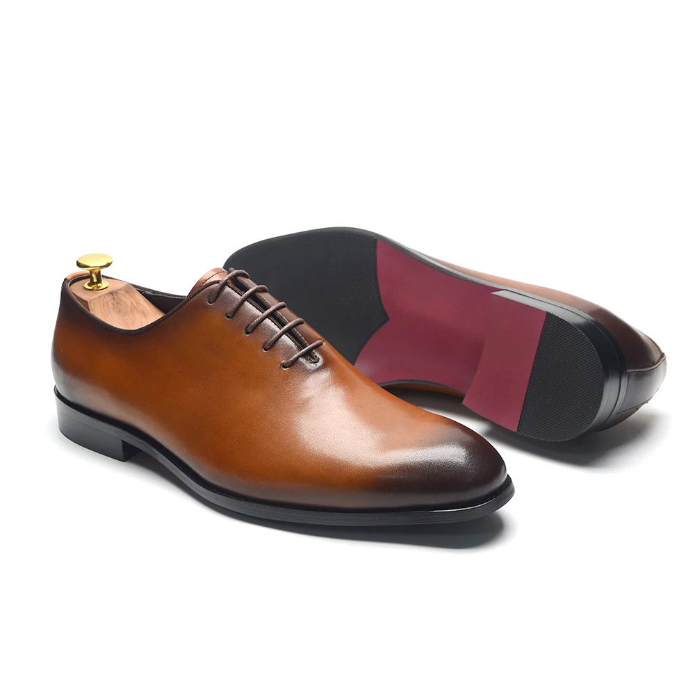 Brand Designer Whole Cut Oxford Dress Shoes Men Genuine
