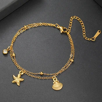 Cazador Starfish Seashell Charms Women's Bracelet Stainless Steel Summer Beach Jewelry Hand Bracelet Gift Trend 2025 Wholesale