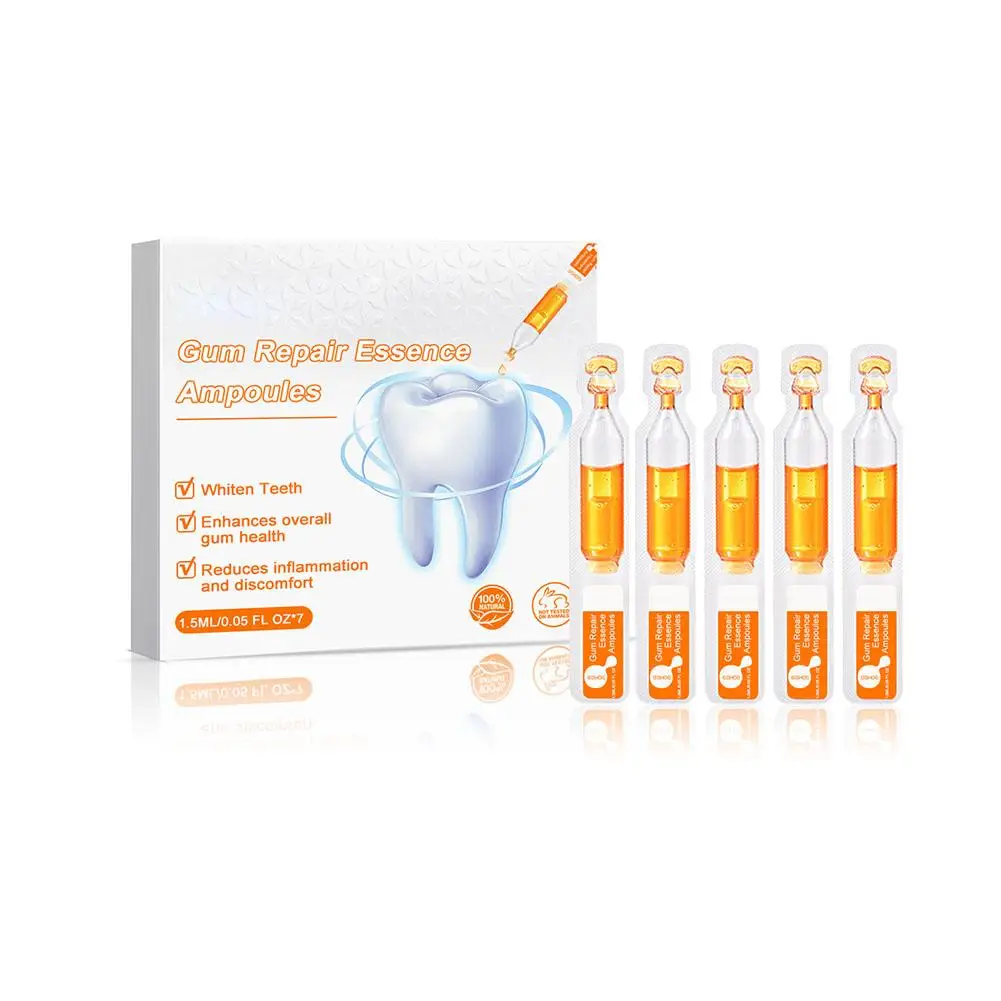 7pcs Gum Repair Treatment Ampoules Oral Care Essence Fresh Cleaning Breath Toothache Remove Liquid Relief Swelling Gums Gingiva