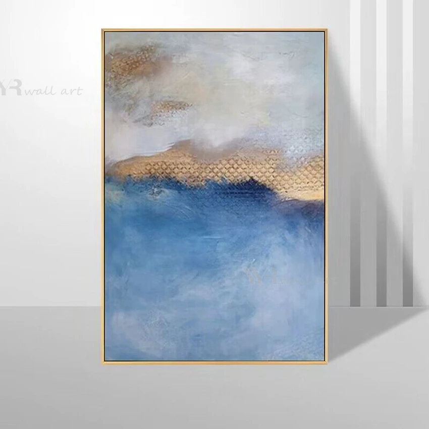 

Туманные волны, песчаные пляжи, Скандинавский современный абстрактный чистой масляной живописи ручной работы, украшение для дома, спальни, столовой, гостиной