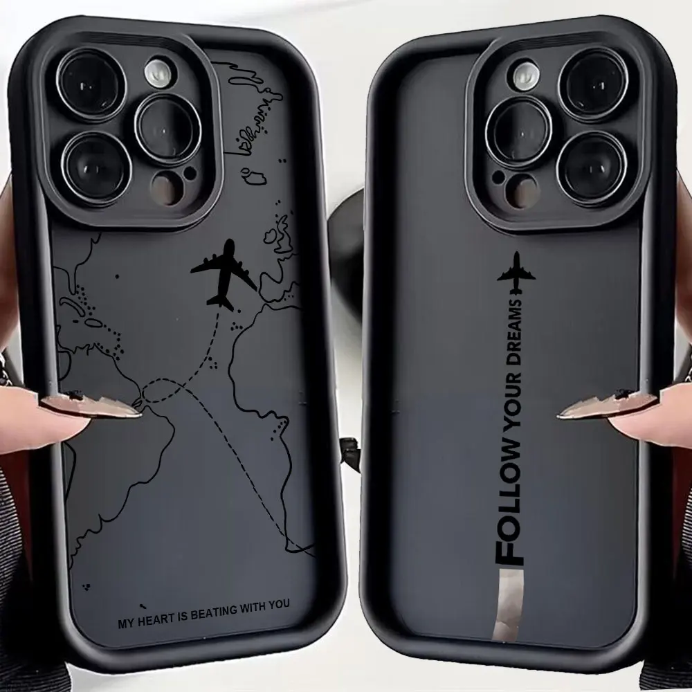 Travel-Inspired Airplane Route Phone Case - Soft Silicone TPU Back Cover