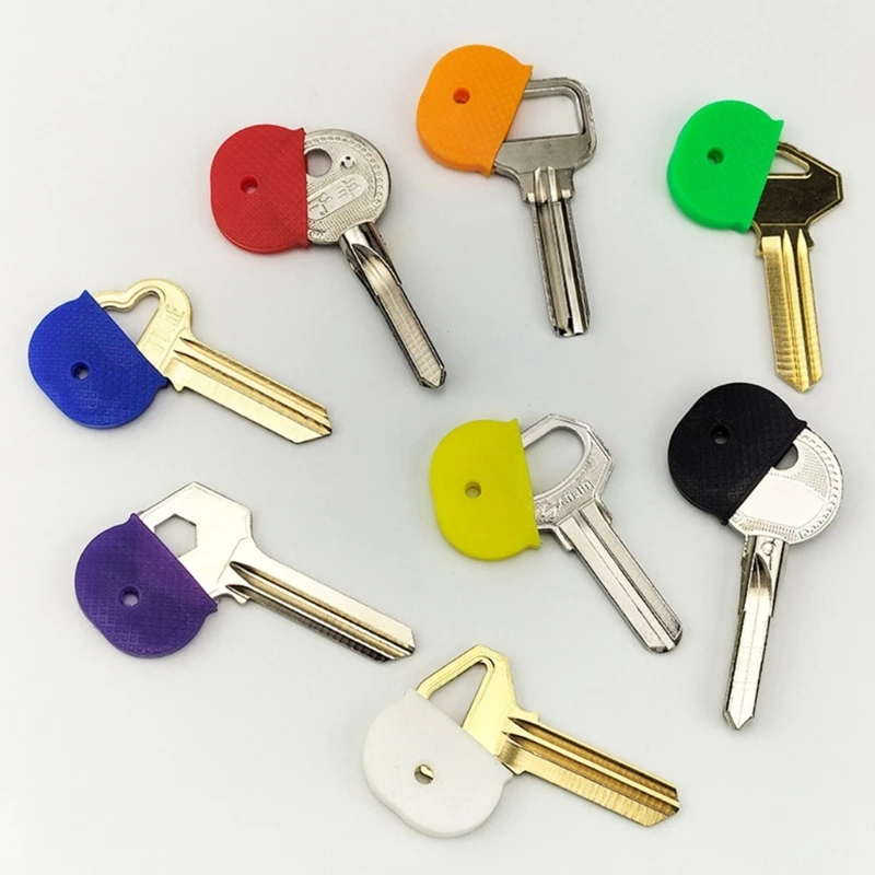 Silicone key cap covers elastic hollow keyring rings key case topper holder fashion bag organizer random colors 8Pcs/Set key case