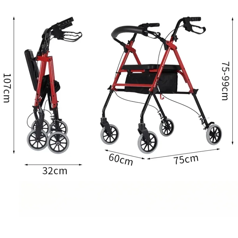 Push Walker for The Elderly, Fall Prevention Trolley for The Elderly, Push and Sit Walking Aid, Foldable Safety Walker 6