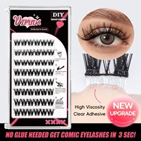 Vipuda Self Adhesive Cluster Lashes Press on No Glue Needed Segmented Eyelashes Reusable DIY Individual Eyelash Extension