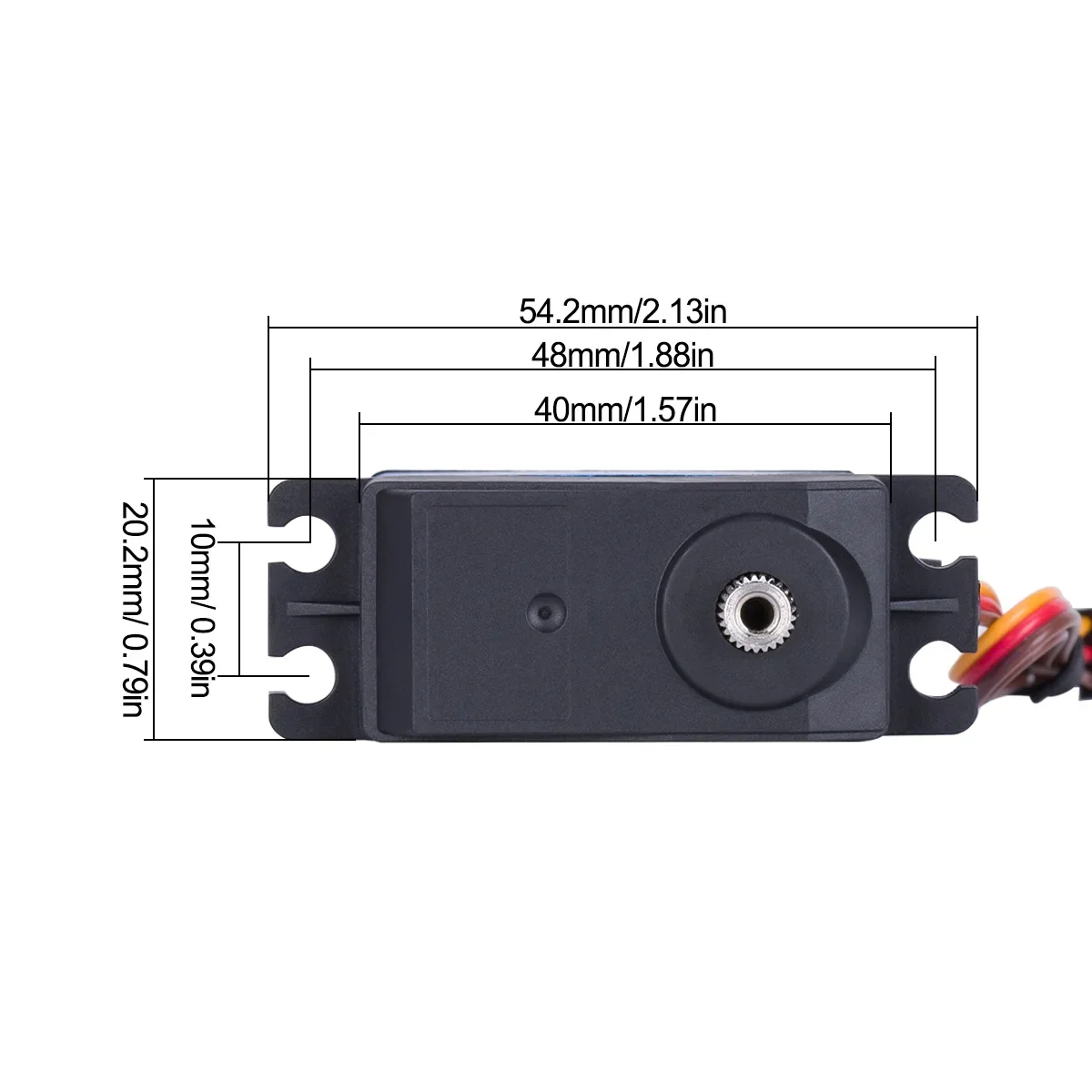 Détail du mécanisme interne du servo treuil 35kg pour crawler RC, câble bien visible