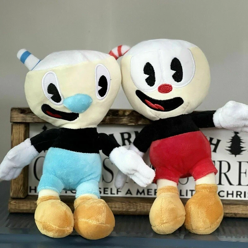 25cm Game Cuphead Plush Toy Mugman Soft Plushie Toy Anime Cartoon Stuffed Dolls Toys for Children Kids Birthday Christmas Gifts