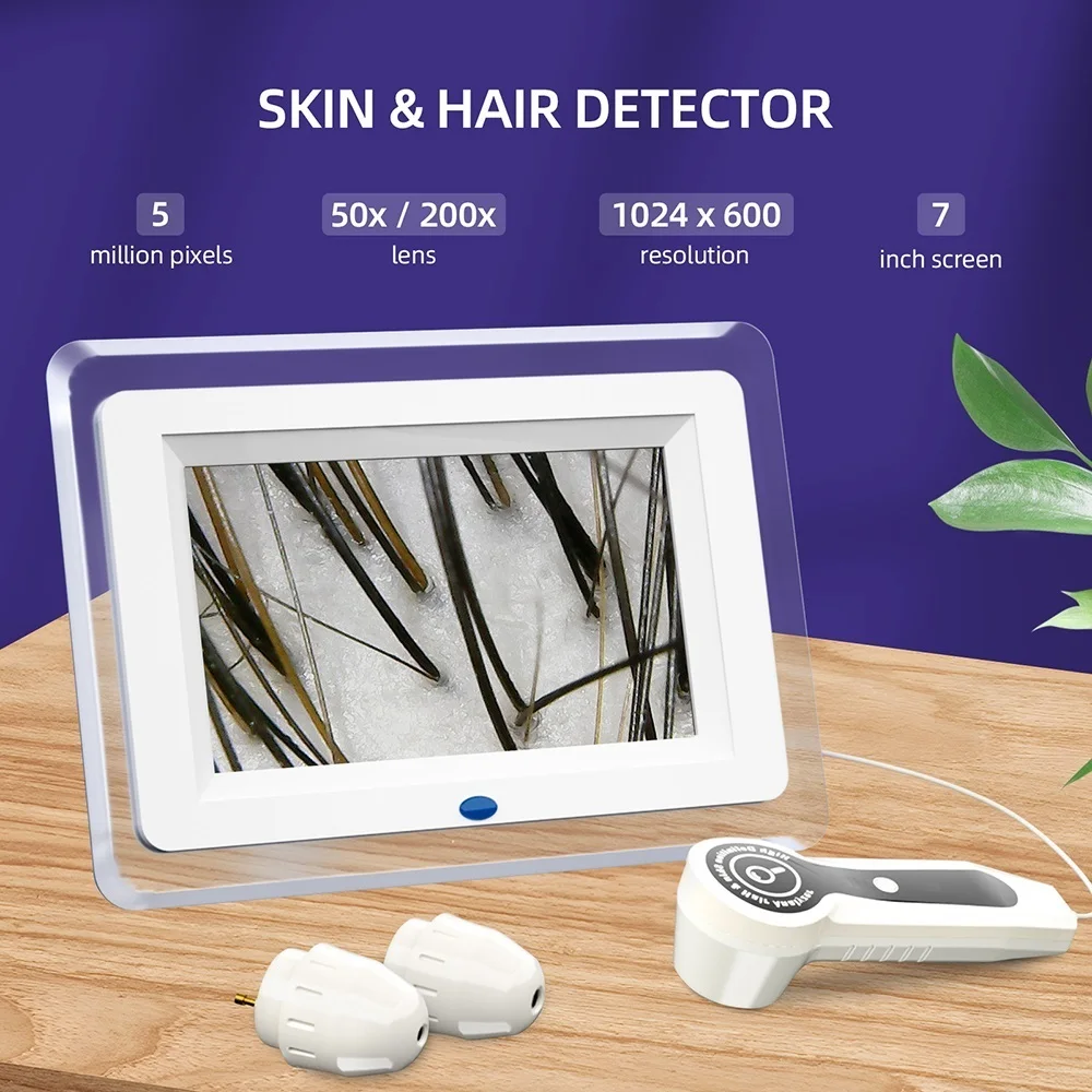 7 inch HD LCD Screen 50X/200X Skin Magnifier Professional Skin Analyzer Pore Microscope Tester Hair Follicle Scalp Detector facial skin analyzer