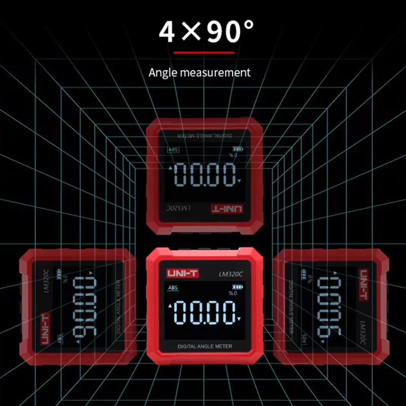 LM320C 레이저 3자석 마그네틱 베이스가 있는 고정밀 디지털 각도 게이지 전자 경사계 레벨 프로트랙터