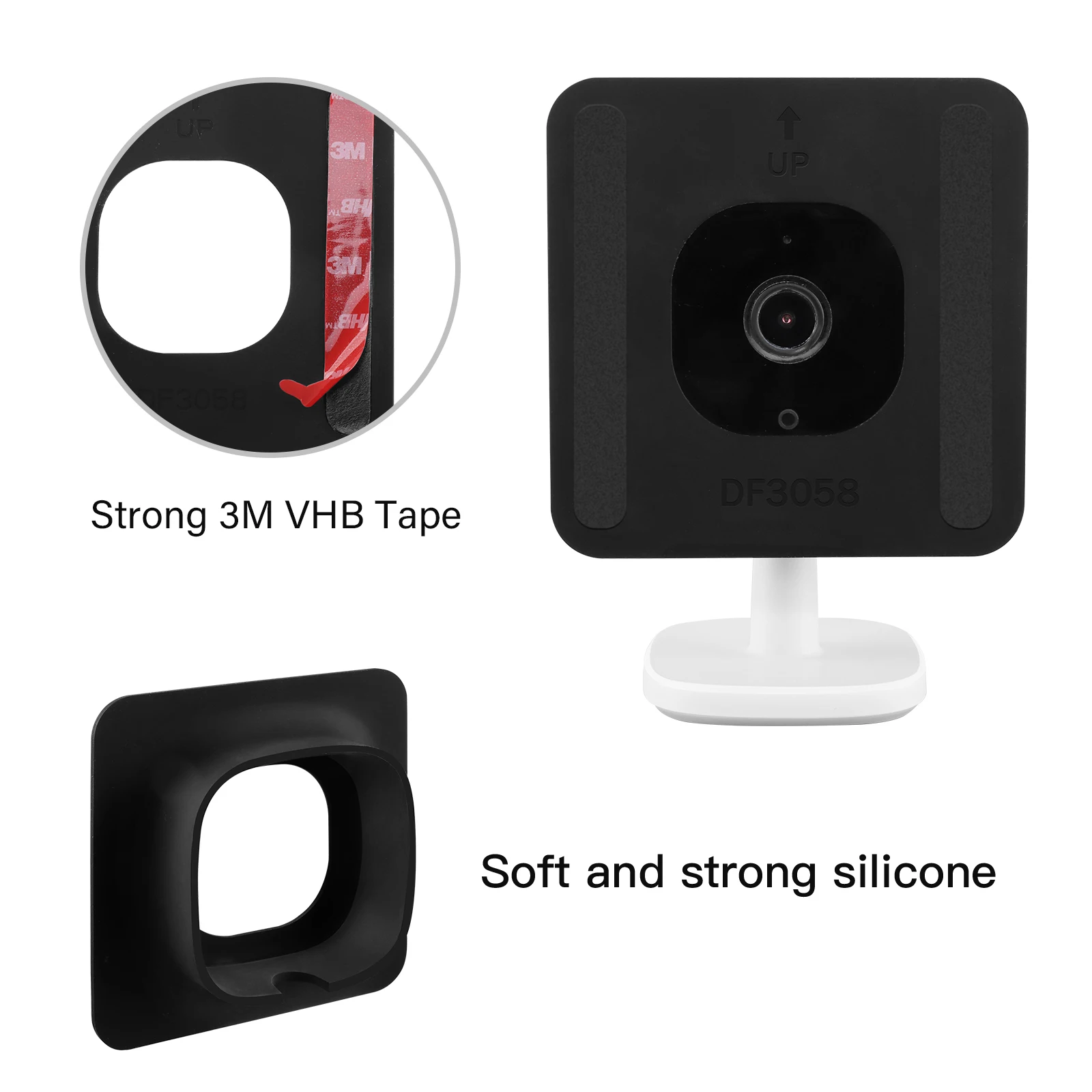 Silicone Glass Mount Bracket for Eufy Indooor C24 VHB Tape Stick On Install No Mess No Driling Security Camera Holder security camera stand camera holder stand camera holder security wall mount bracket security camera bracket camera mount panel camera mounting base security camera mount