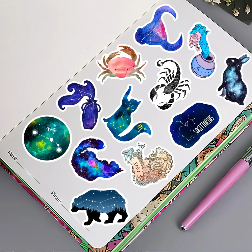 50 PCS Astrology Stickers,Vintage Aesthetic Magic Stickers,Zodiac Celestial  Stickers for Water Bottles, Laptops,Scrapbooks,Skateboards,Phone,Gifts for