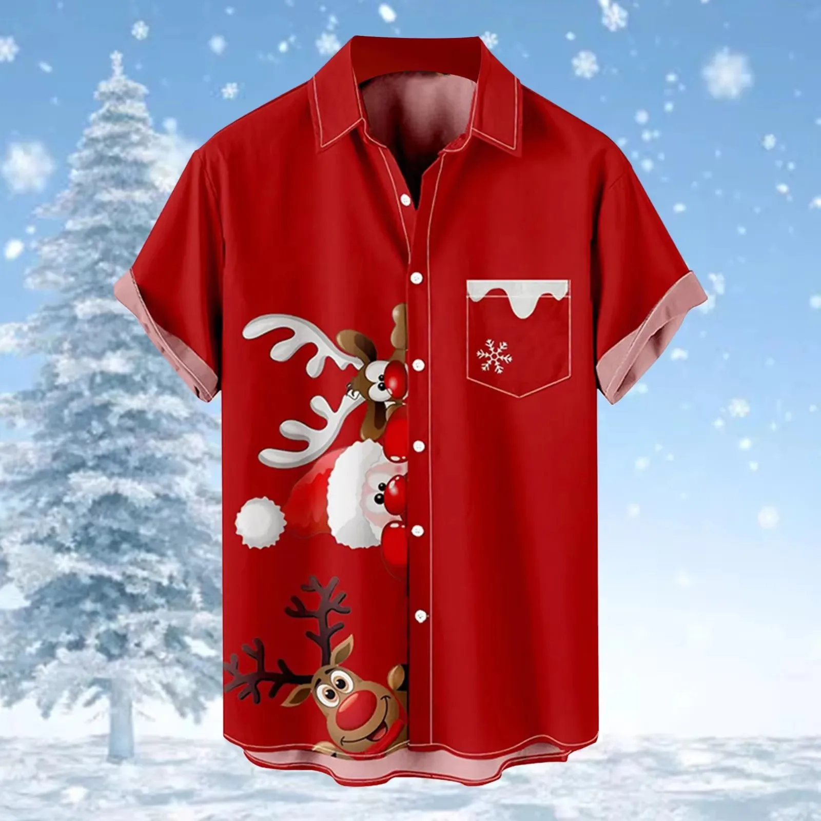 Hawaiian Shirt Children Summer Girl Clothes Tops Turndown Collar Kawaii Christmas Print Kid Clothes Boy Short Sleeve Shirts