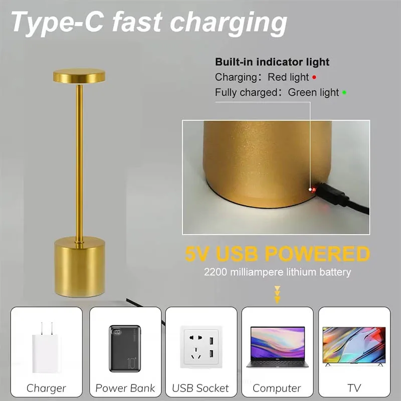Simple Touch Sensor LED Table Lamp 3 Colors Adjustable Infinitely Dimmable Tables Creative Light Bar Room Decoration 3