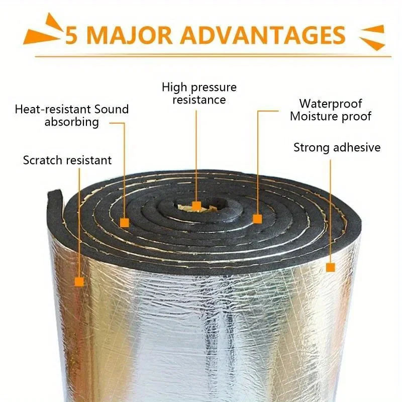 Car Soundproofing Heat Insulation Cotton Roll Self-Adhesive Fireproof Noise Reduction Mat for Roof Doors Floor Engine Hood