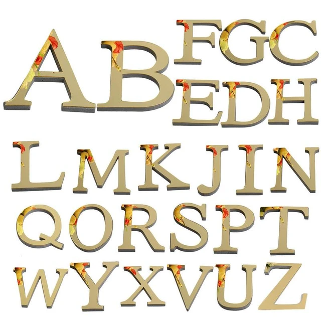 Acrylic Letters For Wall 3D Alphabet Wall Decals Light Gold