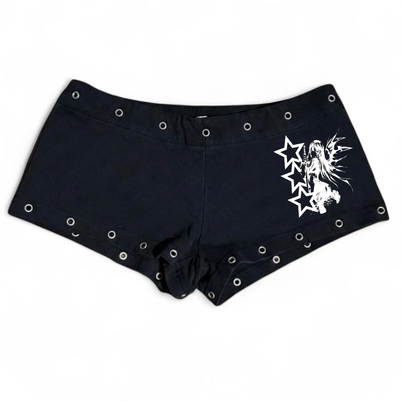 Women's fashion emo Black casual fashion willow nail print Y2K sexy slim fit versatile low waist Gothic hip-hop street and 1
