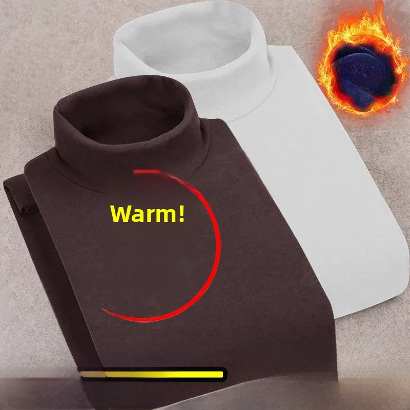 Half turtleneck [solid color] coffee + white