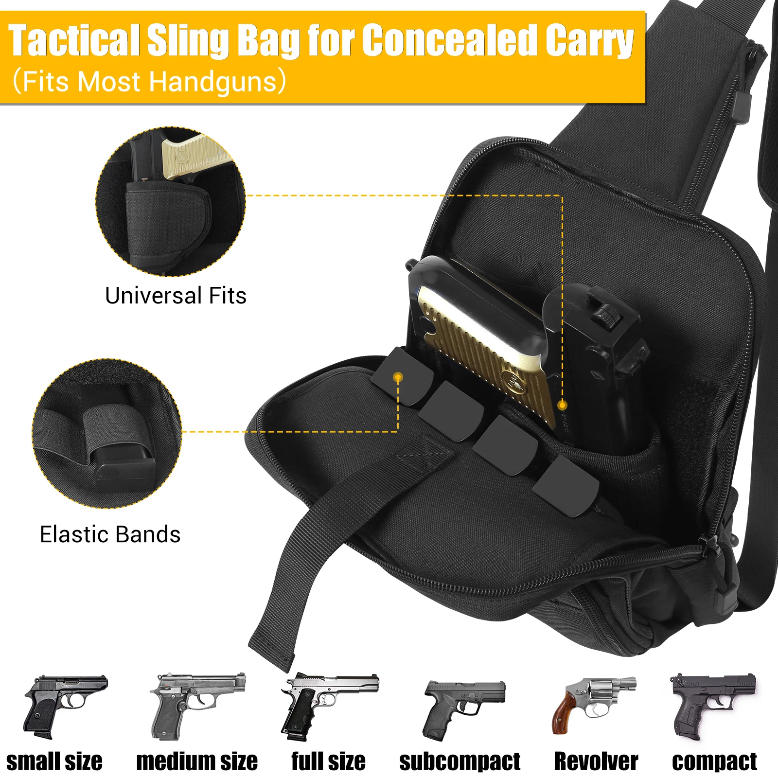 Quick Draw Edc Sling Bag With Holster Tactical Bag For Gun Holster