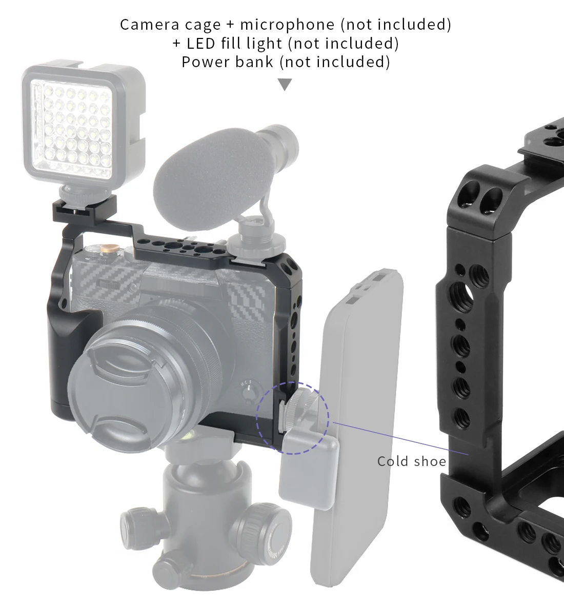 XT4 DSLR Kamera Full Cage Rig Formfitting Schutz für FUJI FUJIFILM X-T20 X-T30 X-T2 X-T3 X-T4 X-E4 Stabilisator Stativ Halterung – Detail 37