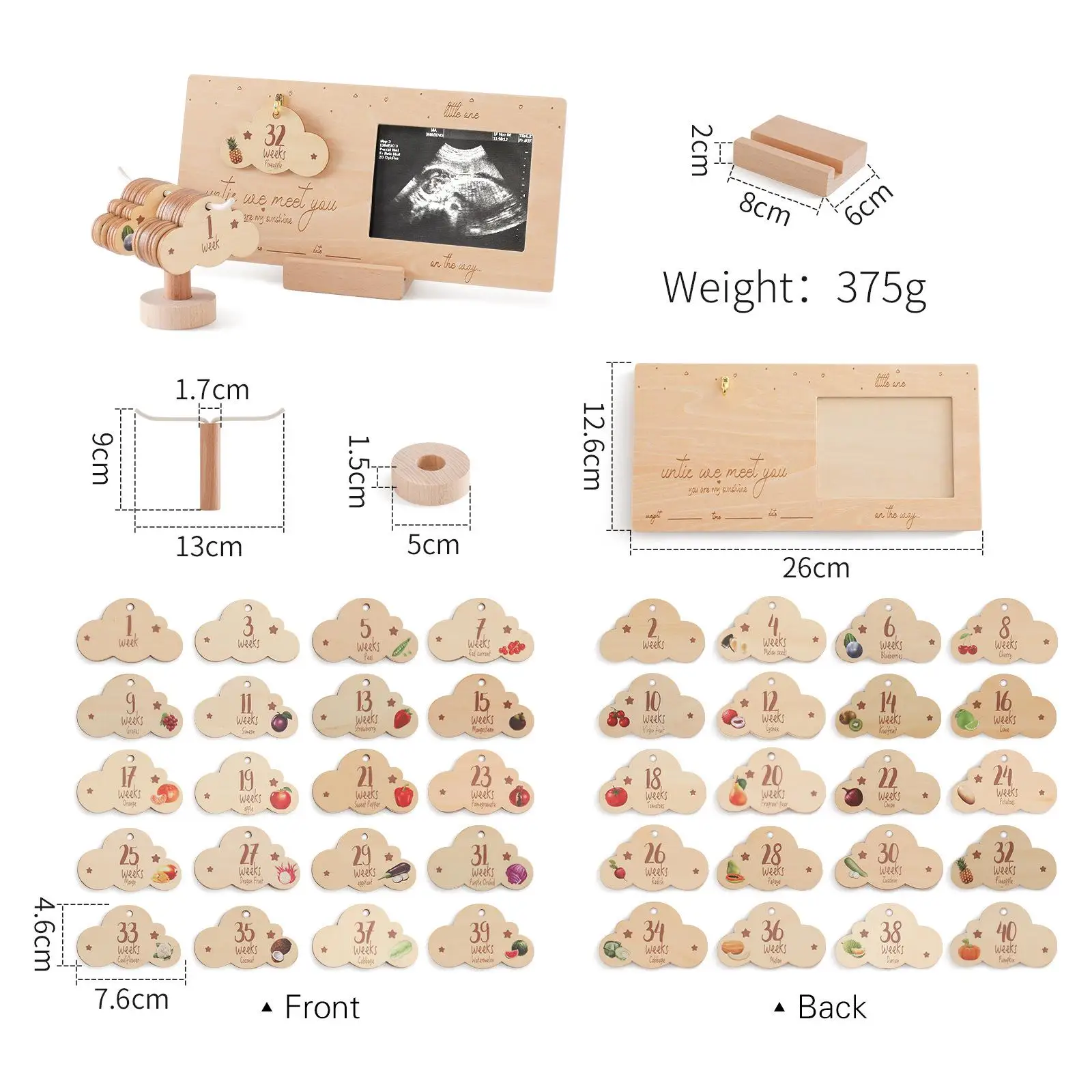 

Sonogram Picture Frame Desk Decoration Wooden Baby Milestone for Photo Props Baby Growth Newborn Gift New Mom Gifts Keepsake Toy