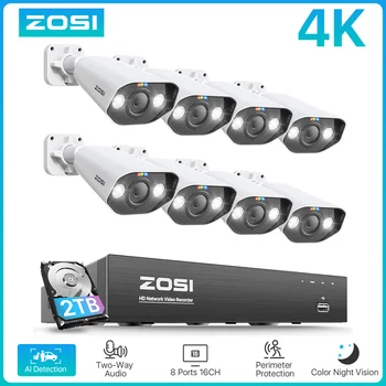 ZOSI 8CH POE Video Surveillance Kit 4K 8MP 5MP Super HD Outdoor IP Cameras AI Starlight Night Vision CCTV Security Camera System 1
