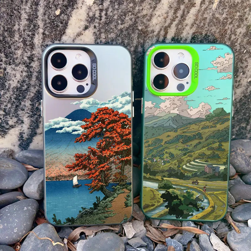 Japan Series Aesthetic Landscape Phone Case - Scenery Back Cover with Laser Design