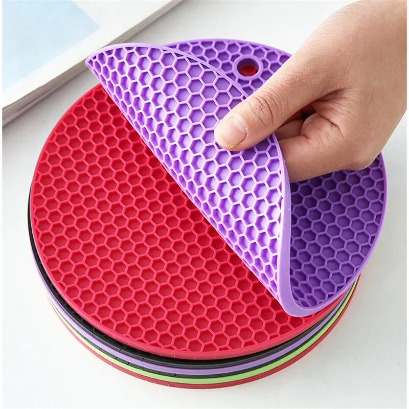 Round Heat Resistant Silicone Mat Drink Cup Coasters Insulation Non Slip  Pot Holder Thicken Table Placemat Kitchen Accessories - AliExpress