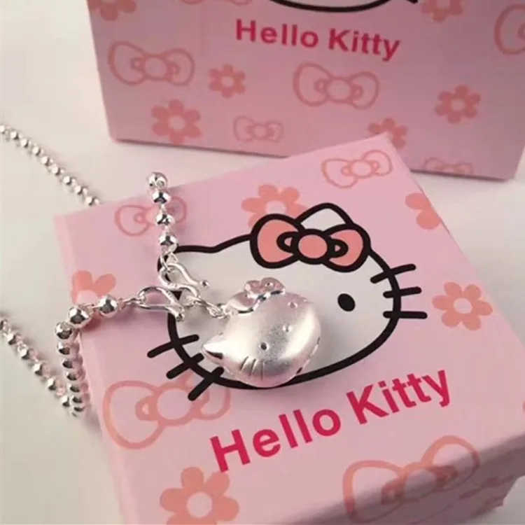 

Hellokittys Necklace Women Cute Anime Fashion Silver Clavicle Chain Adjustable Pendant for Good Friends Couples Birthday Gifts