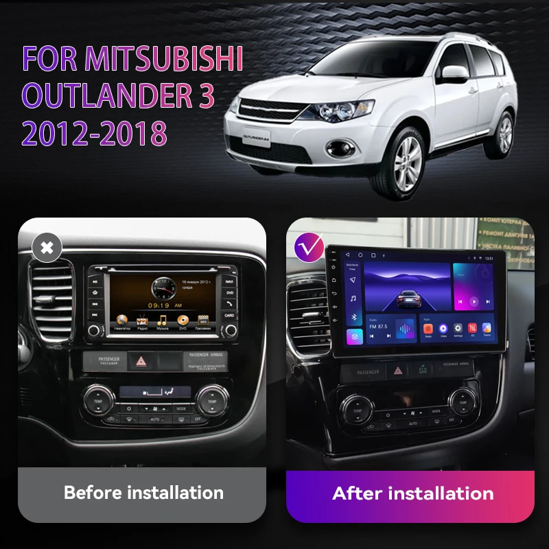 Radio Installation Frame Radio Installation Accessories Radio Frame Radio Panel 9/10.1 inch 2 Din Car Stereo Radio Fascia Panel For Mitsubishi Outlander 2012- Audio Frame Cover Trim Kit Face Bezel