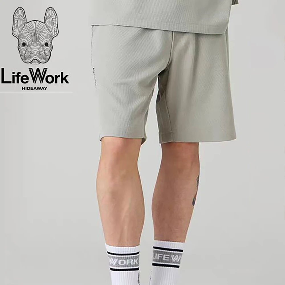 Lifework 남성용 얇은 반바지, 루즈한 캐주얼 스포츠 카프리, 편안하고 통기성 좋은 단색 바지, 여름