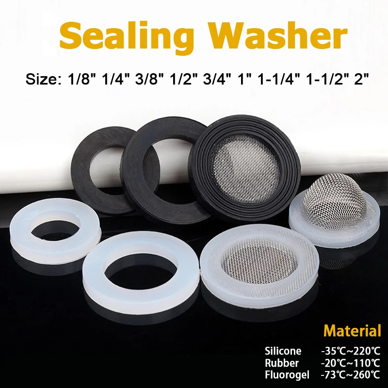 Gasket 5-100pcs 1/8"1/4"3/8"1/2"3/4"1"1.2"1.5"2" Rubber/Silicon/PTFE Sealing Ring For Shower Nozzle Hose Pipe Bellow Tube Washer