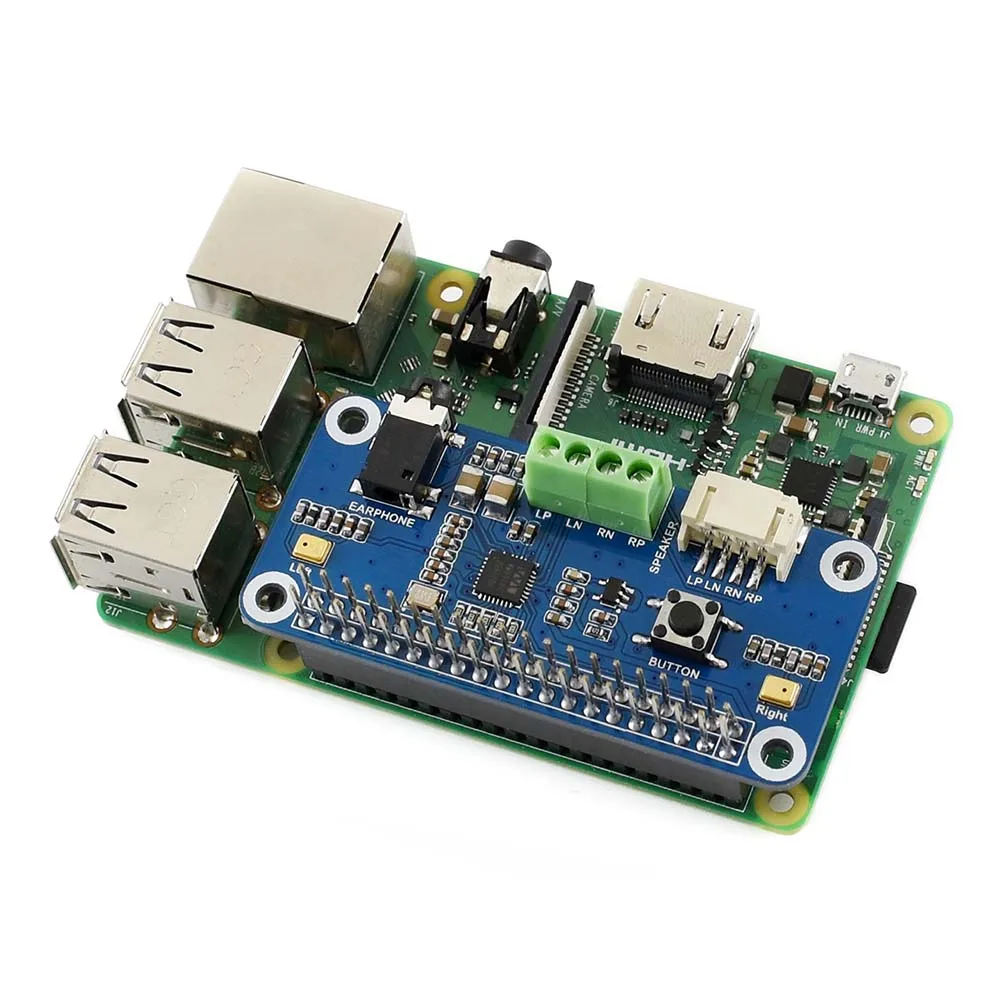 Waveshare WM8960 Hi-Fi Sound Card HAT for Raspberry Pi Zero/Zero W/Zero WH/2B/3B/3B+ Stereo CODEC Play/Record raspberry pi single board computer