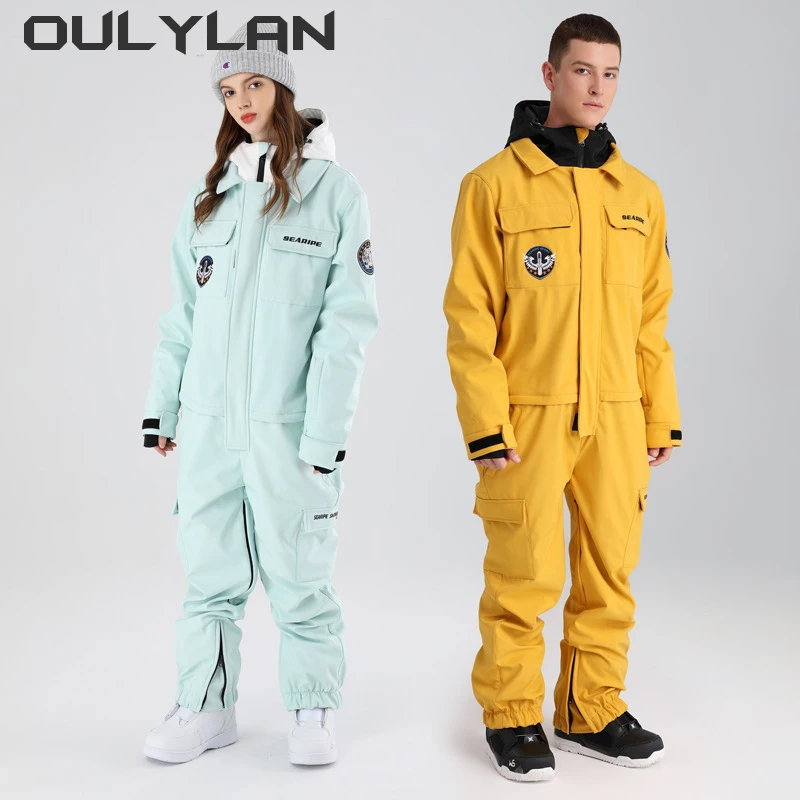 

Oulylan Women Men One Pieces Ski Suits Waterproof Ski Jumpsuits Winter One Piece Snowsuits Snowboard Coveralls for Snow Sports