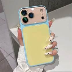 Luxury Colorful Glass Glossy Phone Case with Full Lens Protection and Shockproof Design - iPhone 18 Pro Max (Blue Yellow)