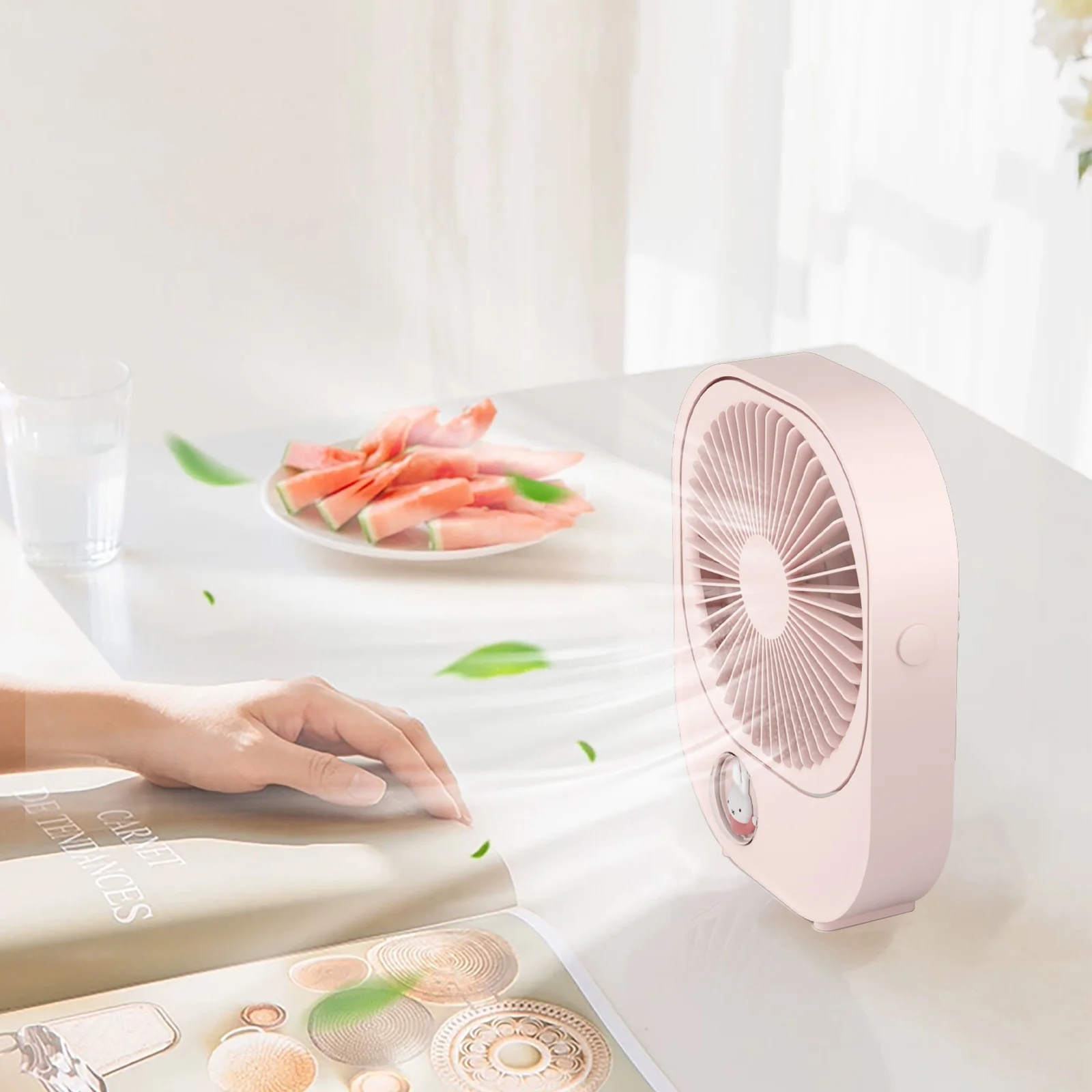 MIPOW &miffy Small Desk Fan Ultra Quiet Table Fan USB Rechargeable Strong Airflow Cooling With 3 Speed Powerful Wind Office