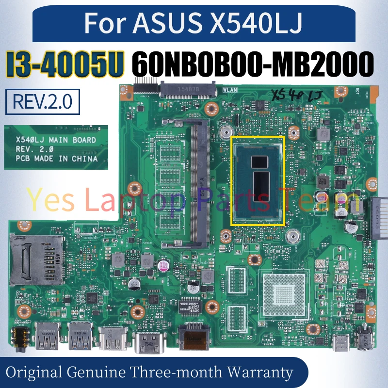 Laptop Mainboard para Asus X540lj 100 Totalmente Testado Notebook Motherboard 60nb0b00-mb2000 Sr1ek Rev.2.0 - Imagem 4