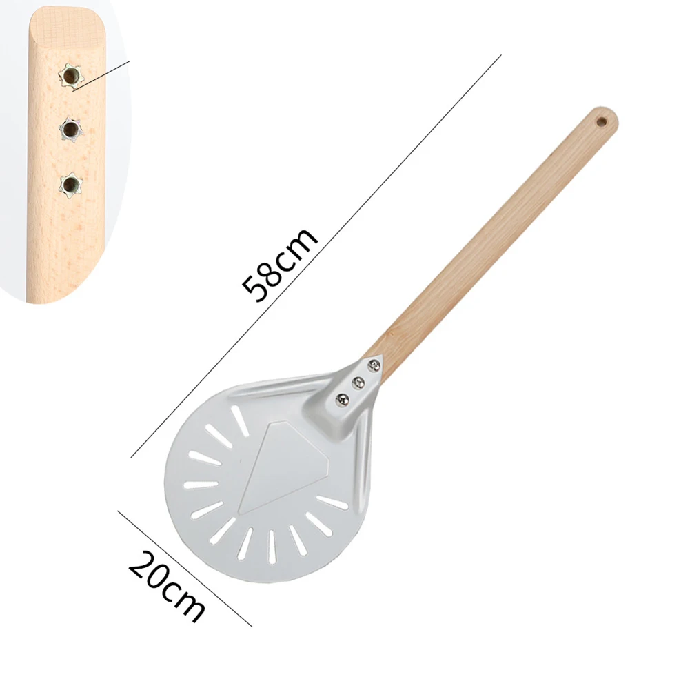 Premium Aluminum Pizza Shovel Peel Lifter Tools Non Slip Wooden Handle Cake Bread Paddle Cheese Cutter Baking Turner Accessorie 6