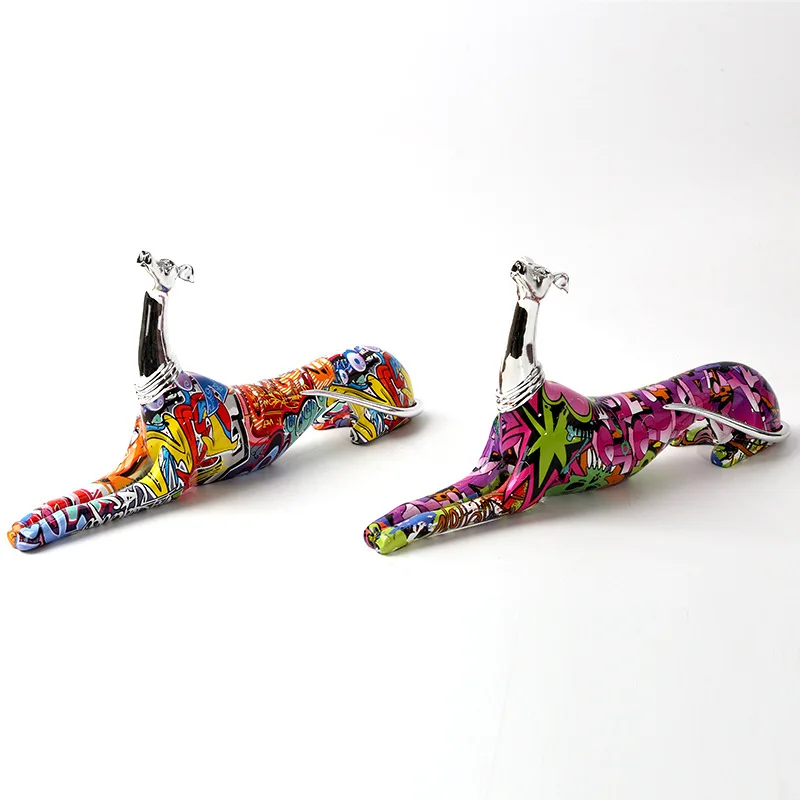 

European and American Creative Modern Color Resin Crafts Animal Durbin Dog Home Office Living Room Decoration