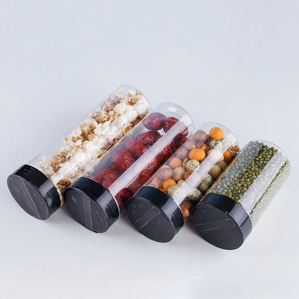 130ml-600ml Seasoning Bottle Spice Jars with Butterfly Lids Labels Plastic Clear Herbs Powders Salt Pepper BBQ Condiment Box 5