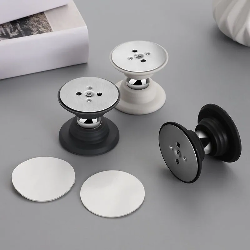Door Stops New Silicone Door Stops Stainless Steel Magnetic Non Punch Door Stopper Wall Mounted Holder Furniture Hardware