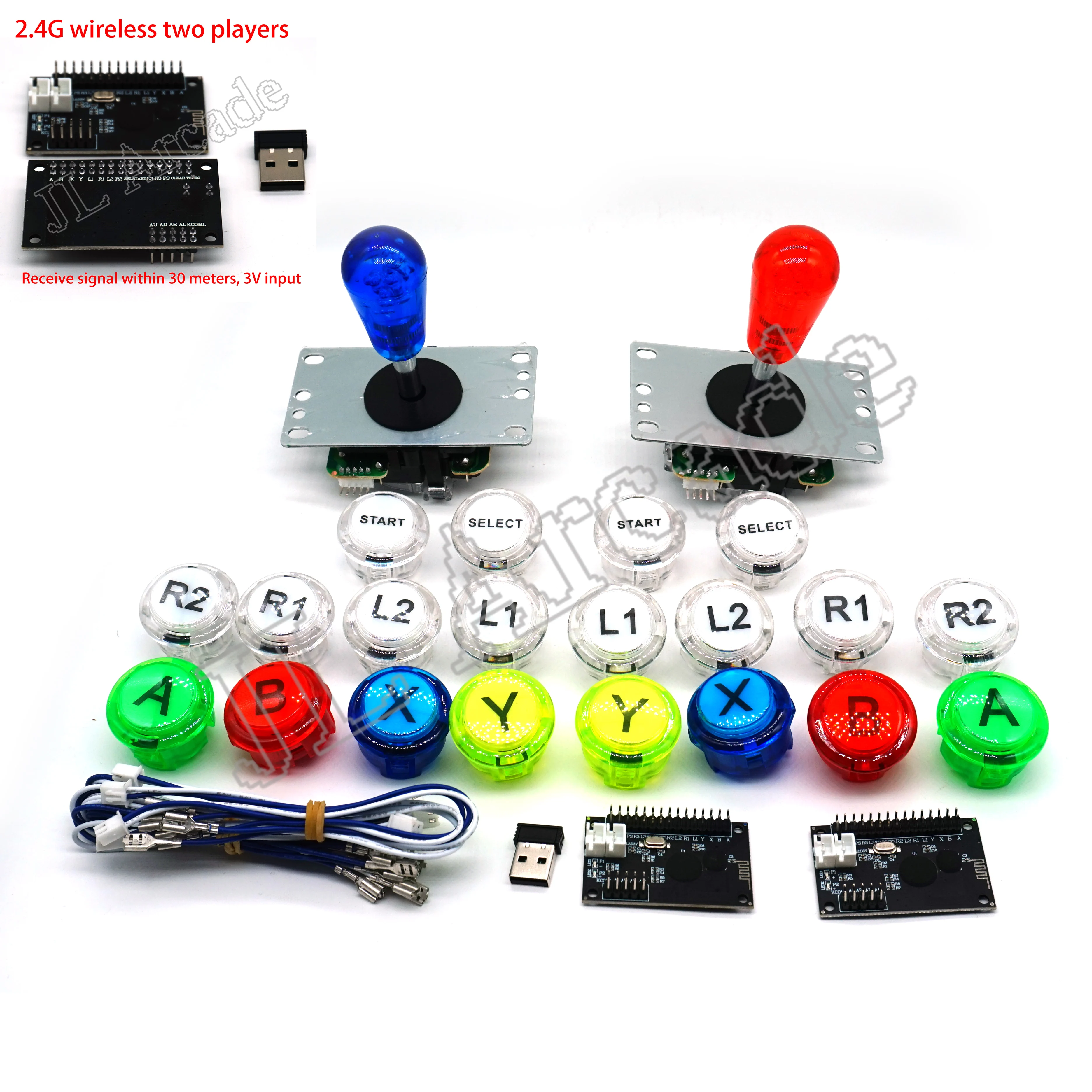 Arcade DIY Zero Delay USB Wireless Controller, PC Transparent Bat ...