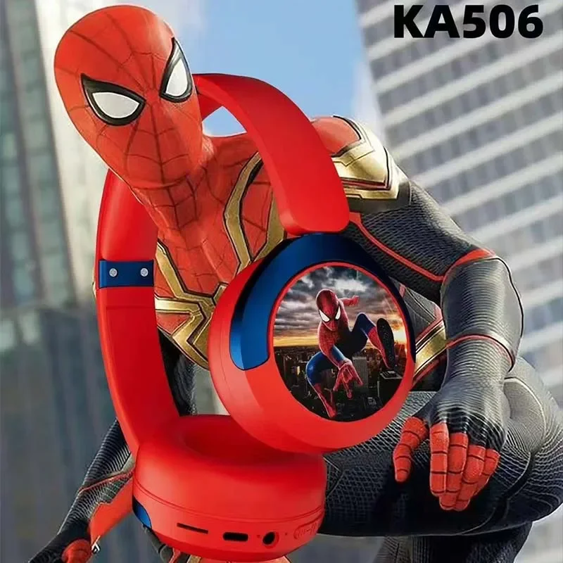 Disney Headphones Stereo Sound Foldable Earphones Wireless Bluetooth Headsets Laptop for Spider Man Kids Anime Cartoon KA506