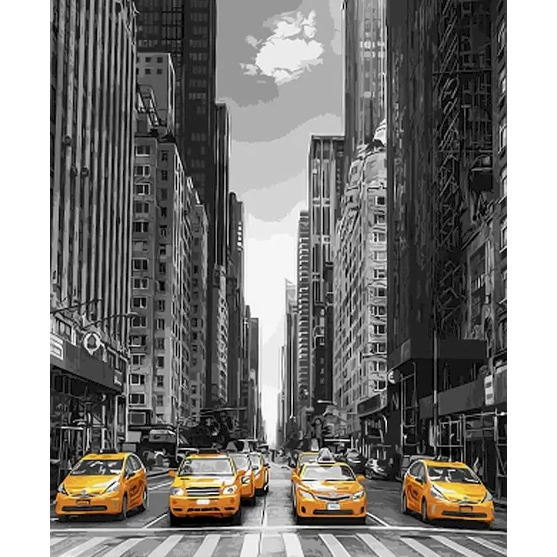 Cityscape DIY Painting Kit on Framed Canvas - Adult Hand-Painted Oil Picture