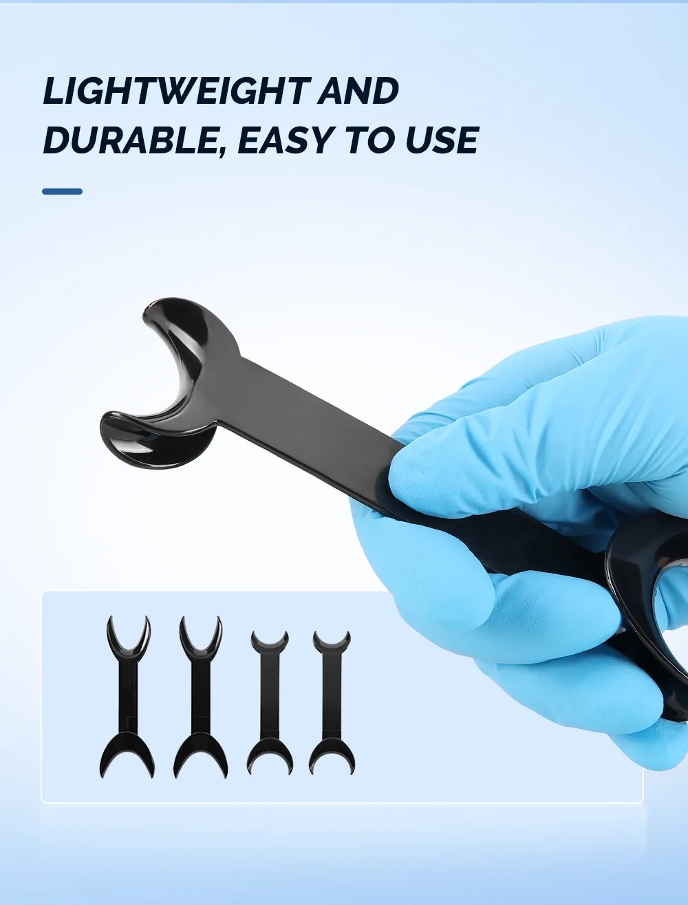 JOY DENTAL 4 Stück Schwarz/Transparent T-Form Mund Doppelkopf-Retraktor Mundöffner Kieferorthopädische Zähne Mundöffner Zahnarztwerkzeug – Detail 4