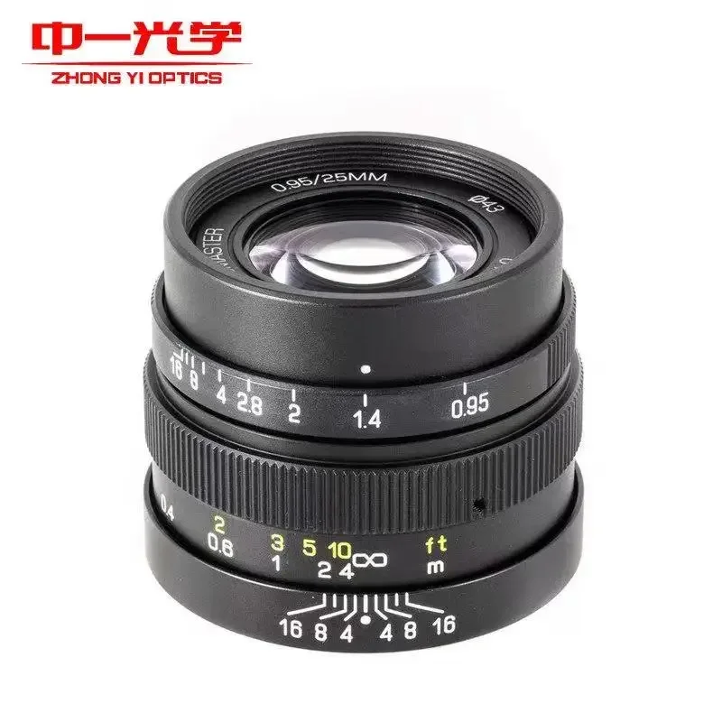 새로운 마이크로 포서드(M43) 렌즈 F/0.95 조리개 25mm 광각 고정 초점 렌즈는 C-마운트 산업용 카메라와 함께 사용 가능합니다.