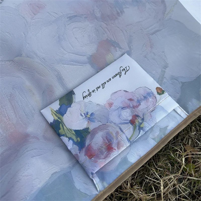 꽃 유화 접이식 쇼핑 가방 재사용 가능한 저장 가방 휴대용 어깨 핸드백 여행 대형 토트 백 세련된 비치 가방