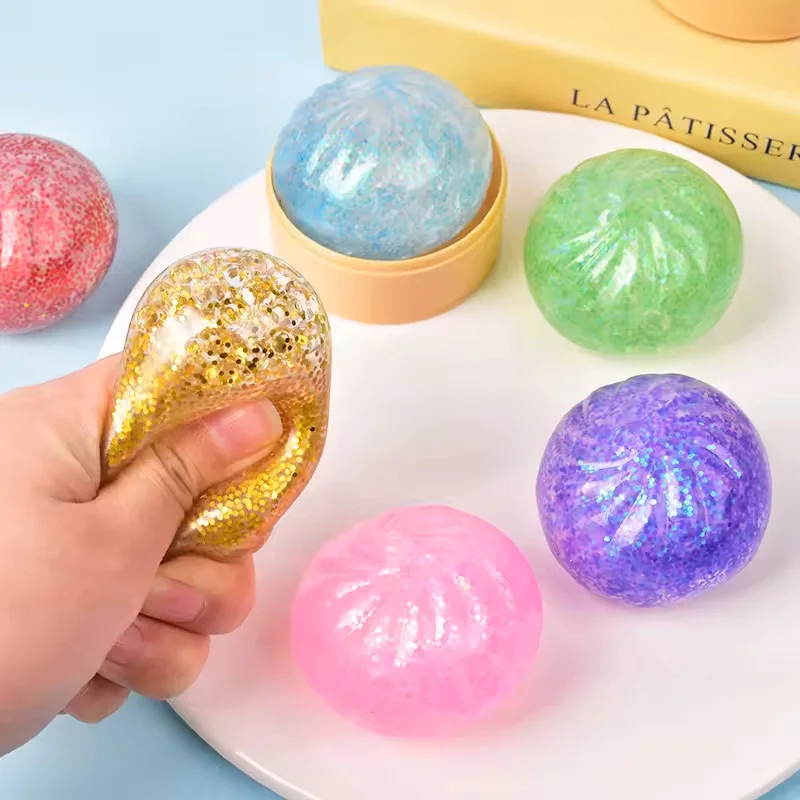 Glitter Dumpling Squishy Toy with Steamer Box - Stress & Anxiety Relief