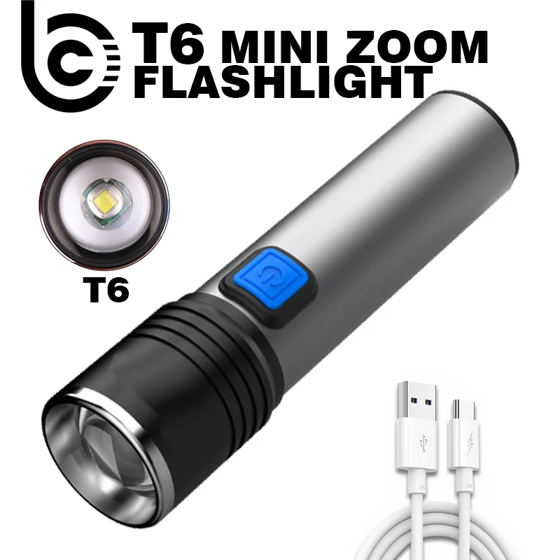Светодиодный фонарик XM-L T6 со встроенным USB-аккумулятором масштабируемый