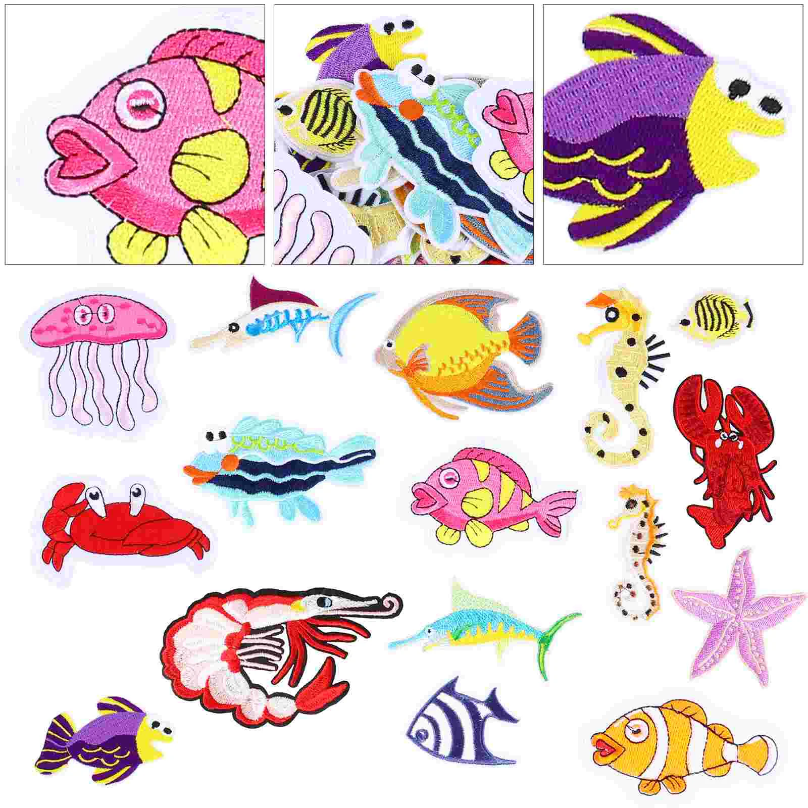 

16 Pcs Ocean Cloth Patch Sewing Applique Clothing Stickers Iron Appliques Embroidery Patches Repair