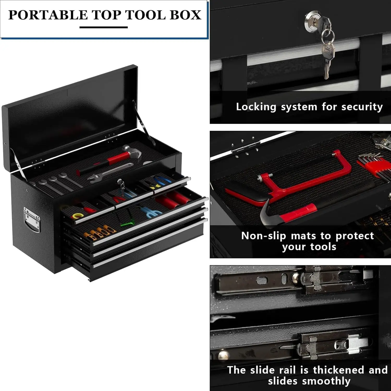 High Capacity Rolling Tool Box with Wheels,Rolling Tool Chest with Drawer,Tool Box on 4 Wheels with Lock, Tool Storage 5