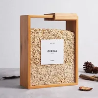Bamboo Food Dispenser 2L Kitchen Organizer Food Storage Container Cereal Dispenser for Pantry Organizer Organization 1